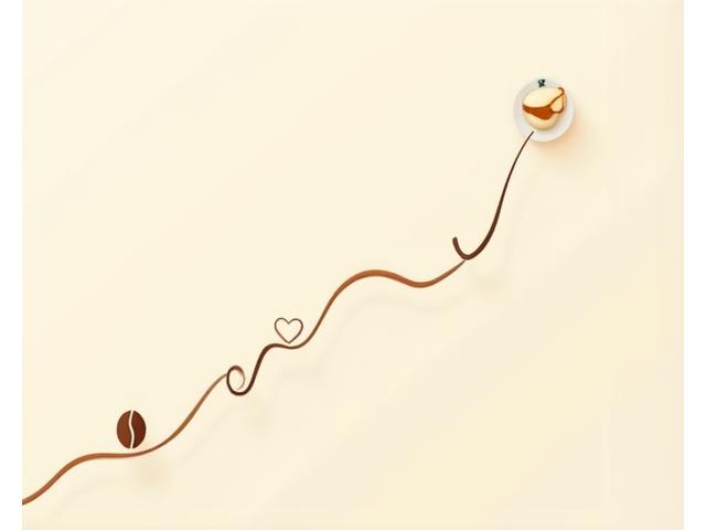 Illustration showing progression from coffee bean to latte art, representing a comprehensive curriculum.
