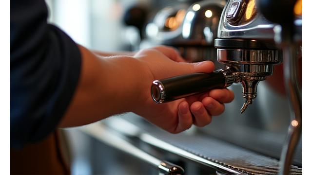 Baristas practicing coffee making, demonstrating skill and precision.