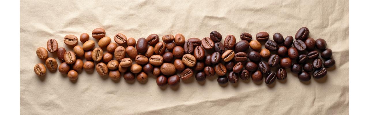 Visualize roast spectrum from light to dark with corresponding color and texture changes.