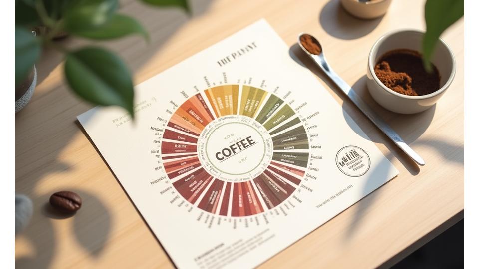 Detailed coffee flavor wheel displaying various aroma and taste notes