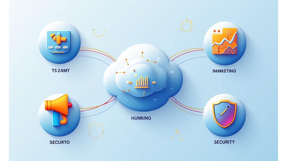 Flowchart illustration showing data input leading to various positive outcomes like 'Service Delivery', 'Improvement', 'Marketing', and 'Security', representing data utility.