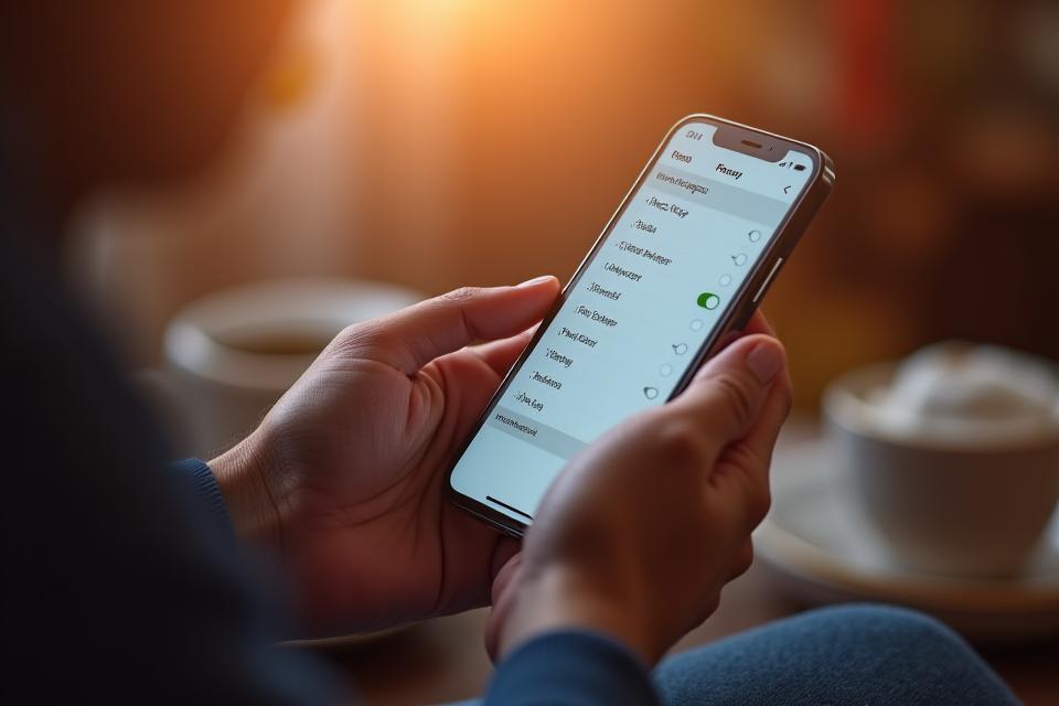 Illustrative image of glowing hands holding a smartphone displaying privacy settings, representing user control over data.