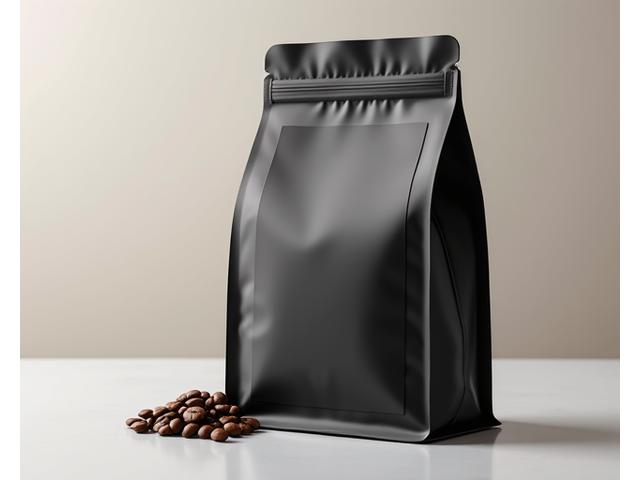 Elegant custom coffee bag packaging with a blank label space for branding.