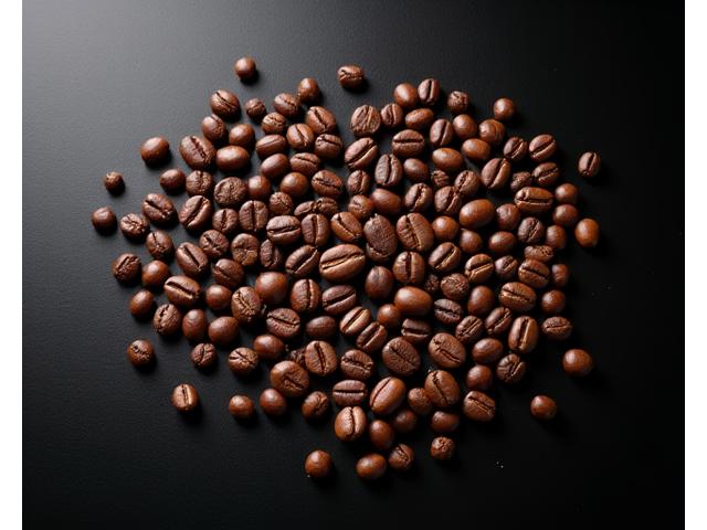 Artfully arranged coffee beans forming a creative pattern, representing a signature blend.